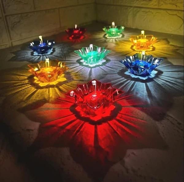 3D Reusable Reflective Shadow Colourful Diya (Pack of 4/12/24)